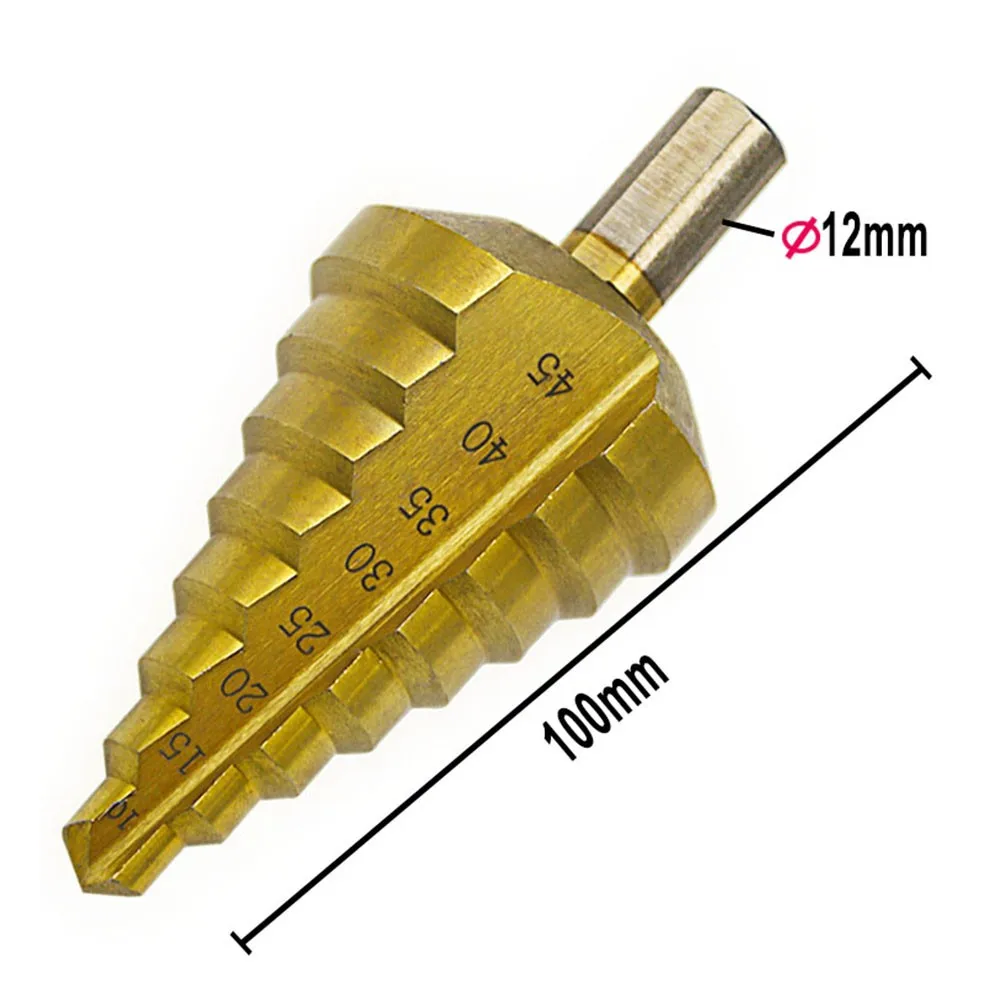 10-45MM Spiral Groove Step Drill HSS Titanium Drill Bit 8 Steps Cone Drill Hole Groove Drill Bits For Metal Wood Cutting
10-45MM Spiral Groove Step Drill HSS Titanium Drill Bit 8 Steps Cone Drill Hole Groove Drill Bits For Metal Wood Cutting