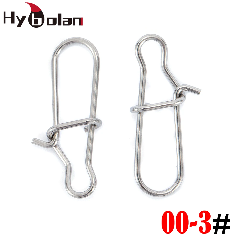 

HYBOLAN 50pcs fishing Snap Hooked Pin Fastlock Clip Stainless Steel Fish Barrel Swivel Lure Connector Accessories Tackle 00-3#