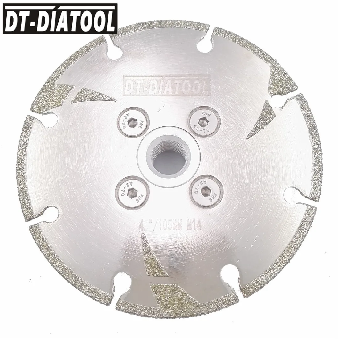 

DT-DIATOOL 1pc Electroplated Reinforced Diamond Cutting Disc Saw Blade Cutter M14 Thread Dia 4" 4.5" 5" for Marble Granite