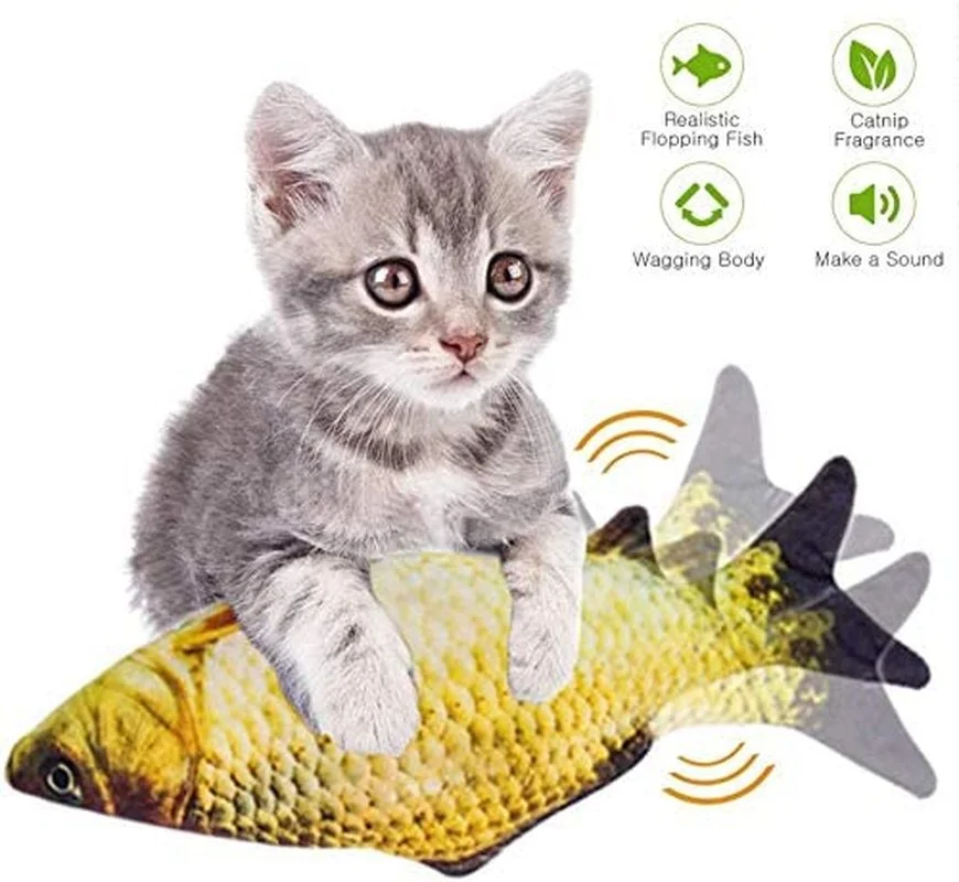 

Cat 3D Floppy Fish Interactive USB Charger Toy Realistic Plush Simulation Wiggle Electric Fish Catnip Indoor Chewing Playing