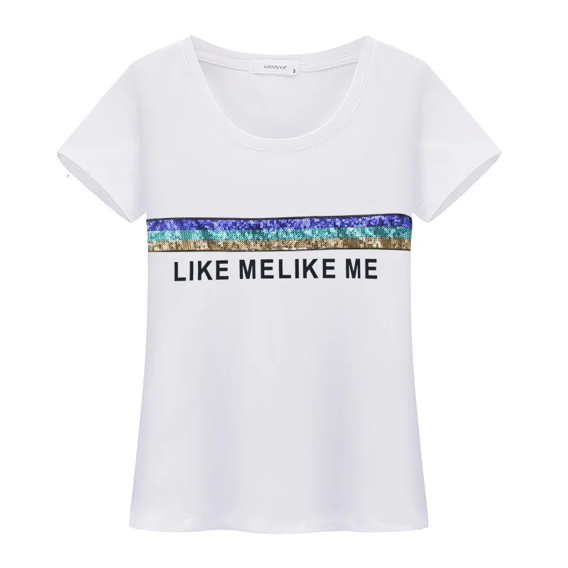 Plus Size 3XL Sequins Patch Cotton T-Shirts Women Letter Printed Short Sleeve O-Neck Slim Vogue Tops Tee Femme Casual Streetwear
Plus Size 3XL Sequins Patch Cotton T-Shirts Women Letter Printed Short Sleeve O-Neck Slim Vogue Tops Tee Femme Casual Streetwear