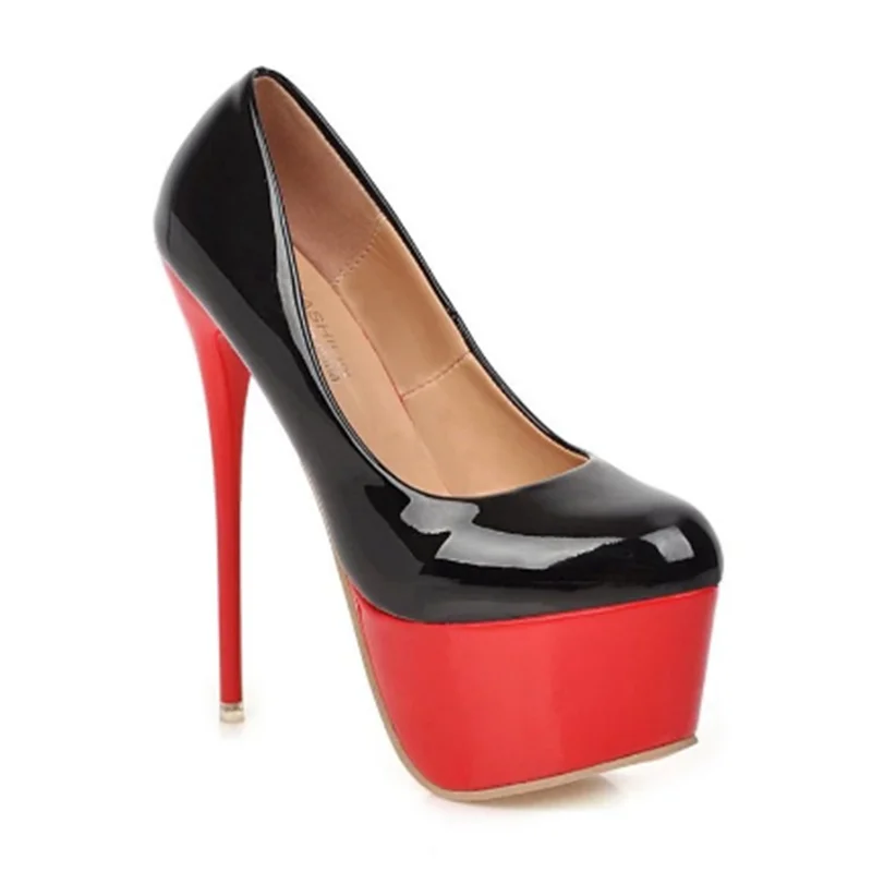 Super Sexy Red Thick Bottom Stiletto Women Pumps Patent Leather 16 cm High Heel Female T-stage Shoes Autumn Heels Big Size 41 42
Super Sexy Red Thick Bottom Stiletto Women Pumps Patent Leather 16 cm High Heel Female T-stage Shoes Autumn Heels Big Size 41 42
