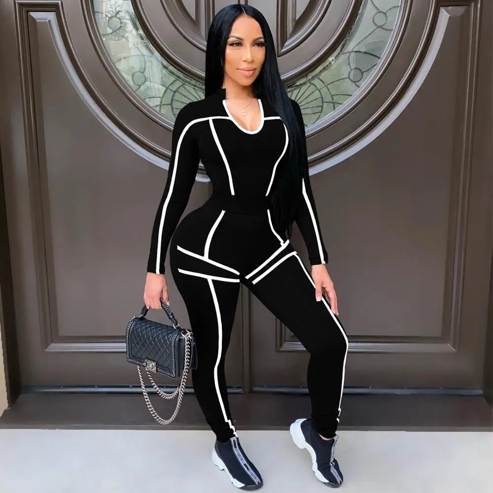 Activewear White Striped Spliced Two Piece Tracksuit Women's Set Low Neck Long Sleeve Top and Bodycon Stretchy Pant Sweat Suit
Activewear White Striped Spliced Two Piece Tracksuit Women's Set Low Neck Long Sleeve Top and Bodycon Stretchy Pant Sweat Suit
