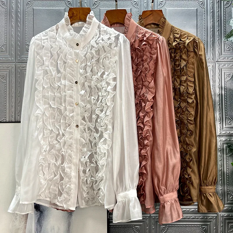 Blusas Feminino 2022 Spring Summer Hot Sale Blouse High Quality Women Cascading Ruffle Floral Deco Long Sleeve White Pink Shirt
Blusas Feminino 2022 Spring Summer Hot Sale Blouse High Quality Women Cascading Ruffle Floral Deco Long Sleeve White Pink Shirt