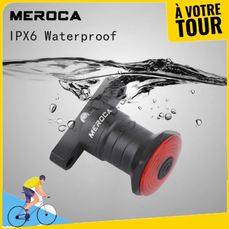 

MEROCA WR15 COB LED Bike Light USB Rechargeable 6 Flashing Modes Bicycle Brake Back Rear Tail Light IPX6 Bike Accessories