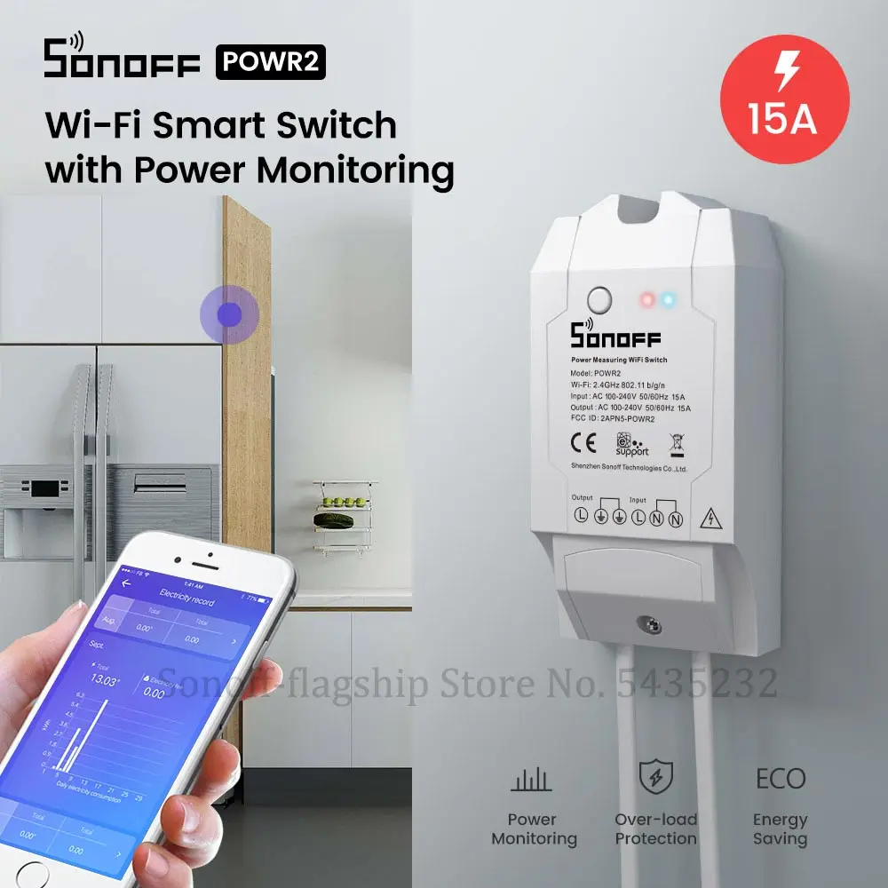 Itead SONOFF POW R2 15A 3500 Вт Wifi переключатель контроллер в режиме реального времени