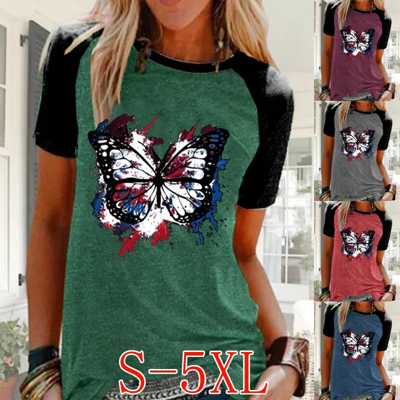 Women Plus Size Casual Butterfly Printed Raglan Sleeve Shirts Crew Neck Ladies Fashion Loose T-shirt Short Sleeve Blouse Tops
Women Plus Size Casual Butterfly Printed Raglan Sleeve Shirts Crew Neck Ladies Fashion Loose T-shirt Short Sleeve Blouse Tops