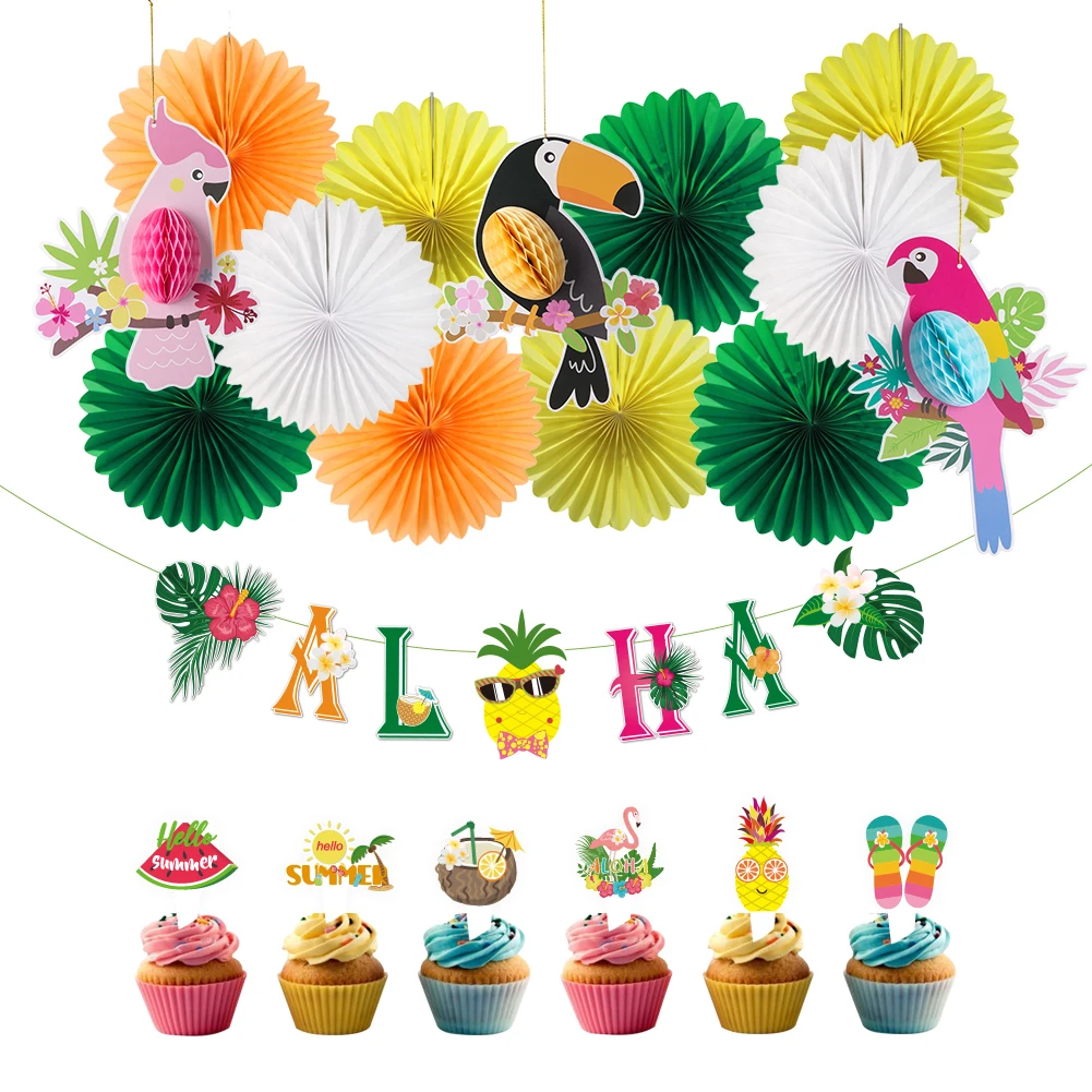 13Pcs Summer Party Decoration Tropical Bird Set Hanging Honeycomb Paper Fans Cupcake Toppers For Birthday Children's Day Decors
13Pcs Summer Party Decoration Tropical Bird Set Hanging Honeycomb Paper Fans Cupcake Toppers For Birthday Children's Day Decors