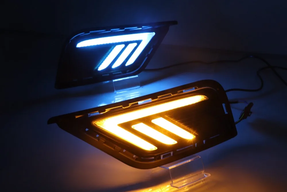 eOsuns led drl daytime running light for Volkswagen Tharu 2018-2019 with Dynamic moving yellow turn signal and blue night light
eOsuns led drl daytime running light for Volkswagen Tharu 2018-2019 with Dynamic moving yellow turn signal and blue night light