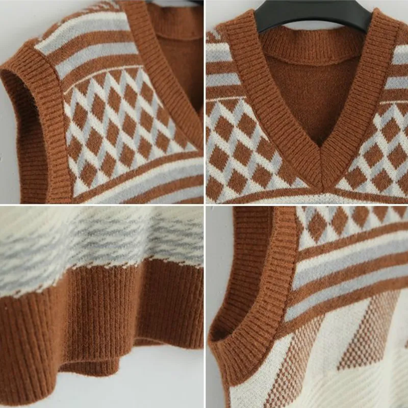 Sweater Vest Women Retro V-neck Autumn New Arrival Teens Sleeveless Knitwear Soft Spring Harajuku College Vintage Patchwork Chic
Sweater Vest Women Retro V-neck Autumn New Arrival Teens Sleeveless Knitwear Soft Spring Harajuku College Vintage Patchwork Chic