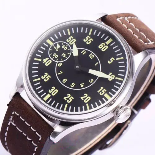 Corgeut 44mm polished Asia 6497 hand winding men's watch black sterile dial luminous waterproof leather strap 110
Corgeut 44mm polished Asia 6497 hand winding men's watch black sterile dial luminous waterproof leather strap 110