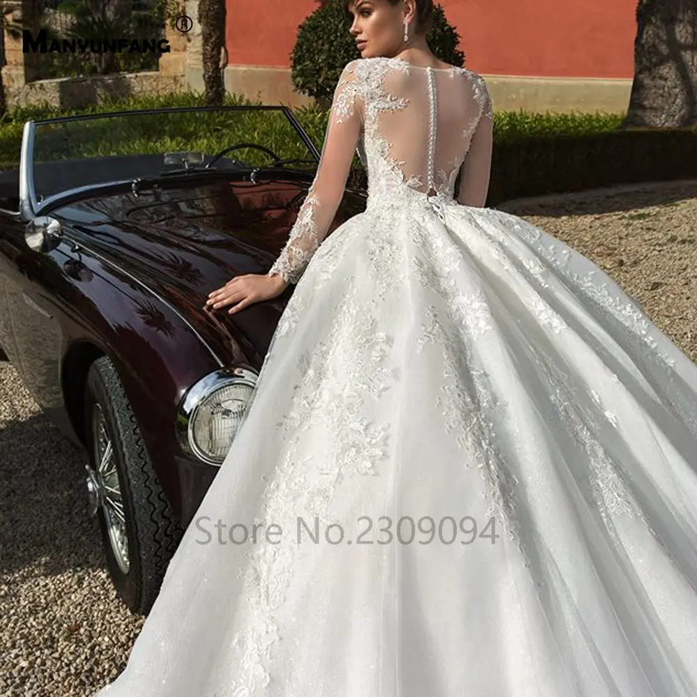 MANYUNFANG luxury beads robe mariee cathedral train wedding dress long sleeves sheer neck wedding dress boho weeding dress
MANYUNFANG luxury beads robe mariee cathedral train wedding dress long sleeves sheer neck wedding dress boho weeding dress