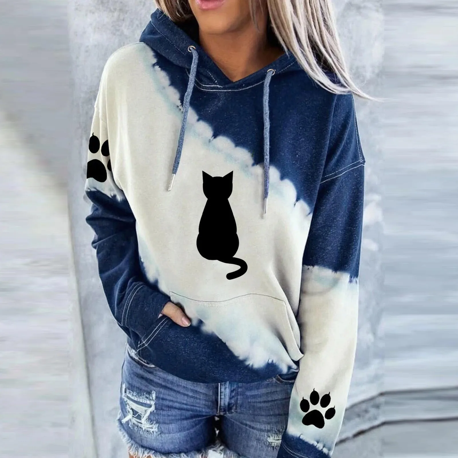 Women Hoodies Cat Winter Ladies Outdoor Leisure Printing Color Hooded Patchwork Ladies Hooded Long-sleeved Top
Women Hoodies Cat Winter Ladies Outdoor Leisure Printing Color Hooded Patchwork Ladies Hooded Long-sleeved Top