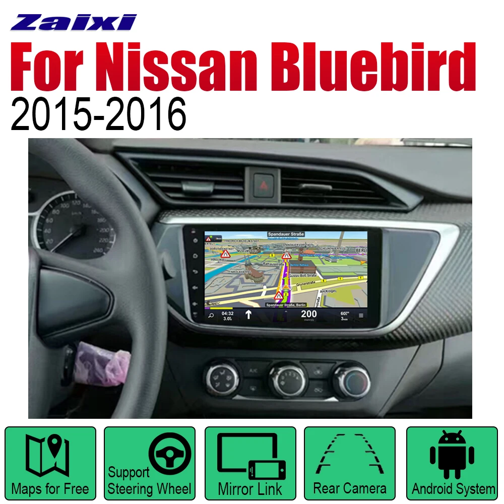ZaiXi Android GPS навигация для Nissan Bluebird 2015 ~ 2016 Bluetooth wifi 2din Автомагнитола стерео
