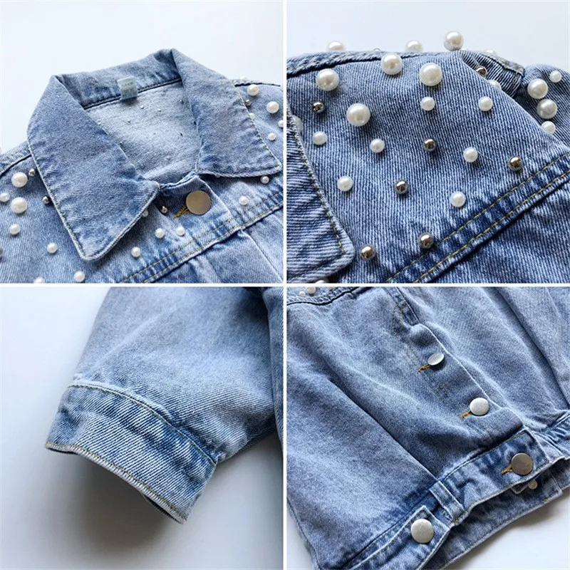 2020 spring autumn new pearl denim coats for baby girls children long sleeve sweet style jackets kids outerwear tops 3-7T
2020 spring autumn new pearl denim coats for baby girls children long sleeve sweet style jackets kids outerwear tops 3-7T
