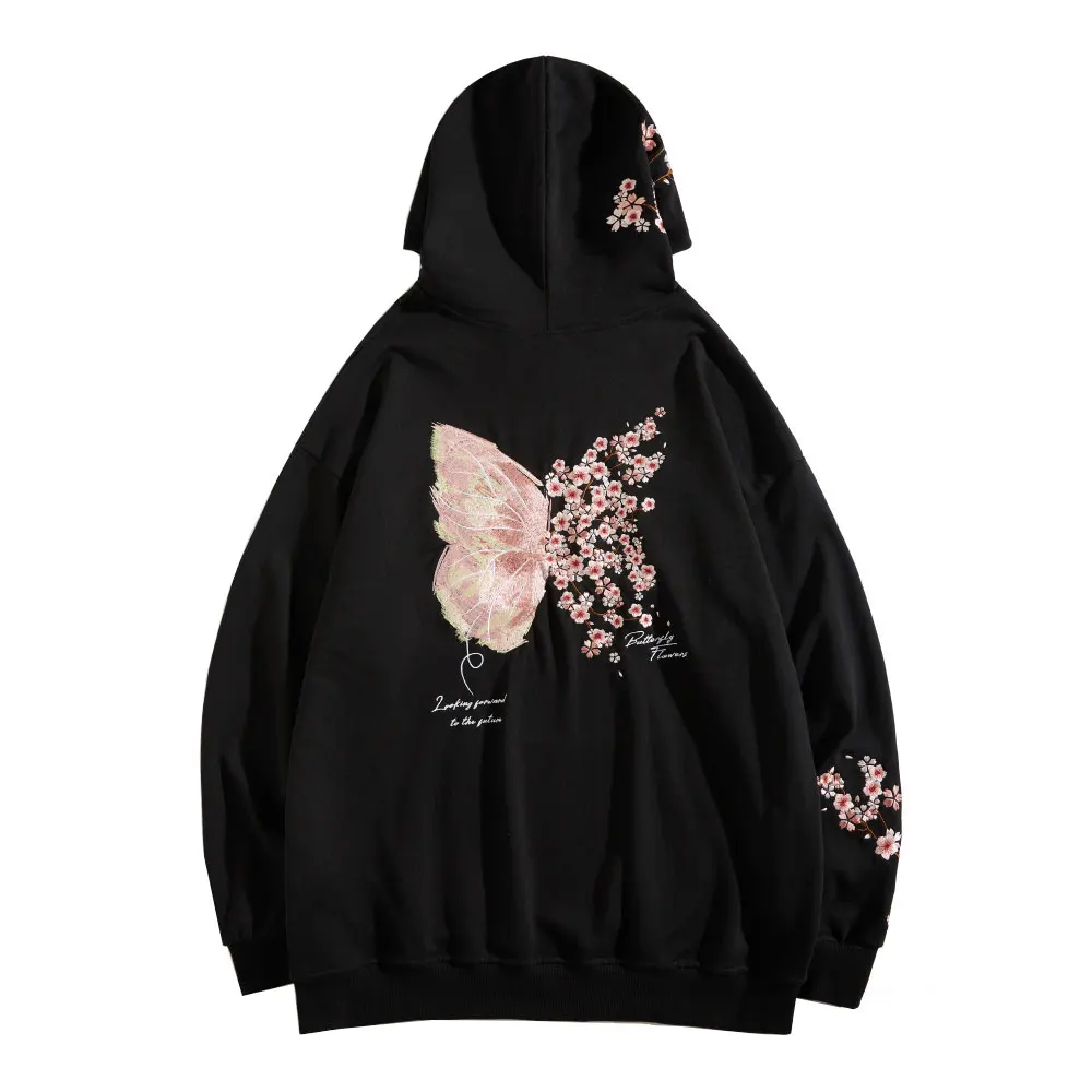 Hoodies Embroidery Cherry Blossom Butterfly Hooded Sweatshirts Hip Hop Fashion Loose Pullover Tops
Hoodies Embroidery Cherry Blossom Butterfly Hooded Sweatshirts Hip Hop Fashion Loose Pullover Tops