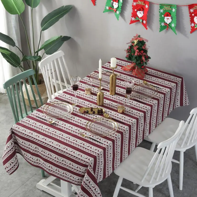 Decoration Christmas Tablecloth Cotton Linen Xmas Elk Tree Print Striped Table Cloths Dust Proof Mantel Mesa Home Decor ZC080 
Decoration Christmas Tablecloth Cotton Linen Xmas Elk Tree Print Striped Table Cloths Dust Proof Mantel Mesa Home Decor ZC080