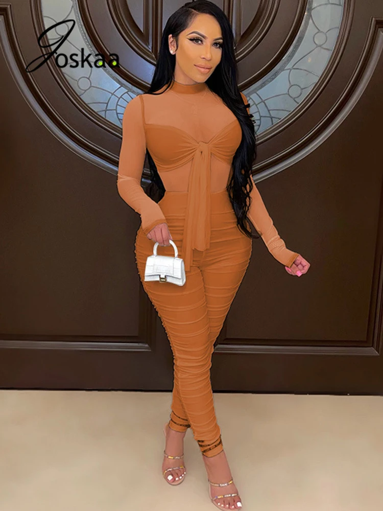 Joskaa Solid Mesh Patchwork Ruched Full Sleeve Zipper Bodycon Jumpsuits Summer Women Sexy Night Club Rompers Streetwear 2021
Joskaa Solid Mesh Patchwork Ruched Full Sleeve Zipper Bodycon Jumpsuits Summer Women Sexy Night Club Rompers Streetwear 2021