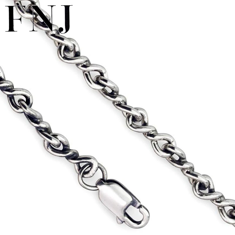 

FNJ 4mm Necklace 925 Silver 45cm to 70cm Original S925 Thai Women Men Vintage Chain New Fashion