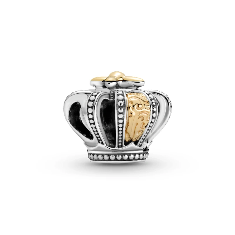 

Fits Pandora Bracelet 925 Sterling Silver 14K Gold Charms Two-tone Regal Crown Beads for Jewelry Making Kralen 2021 Spring New