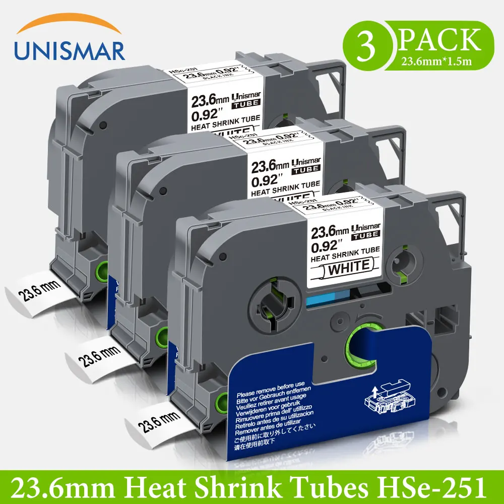 Unismar 3PK for Brother HSe-251 HSe251 HS251 HS-251 Black on White Heat Shrink Tubes Label Tape 23.6mm x 1.5m Black on White
Unismar 3PK for Brother HSe-251 HSe251 HS251 HS-251 Black on White Heat Shrink Tubes Label Tape 23.6mm x 1.5m Black on White