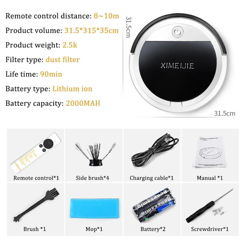 Robot Vacuum Cleaner For home Remote Control Wireless Vacuum Cleaner Smart home USB Charging Method Work Vacuum Cleaner Robot
Robot Vacuum Cleaner For home Remote Control Wireless Vacuum Cleaner Smart home USB Charging Method Work Vacuum Cleaner Robot