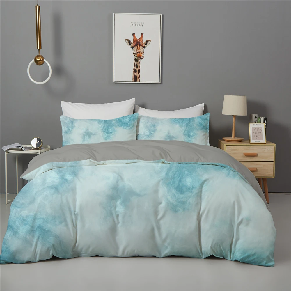 Nordic Marble Pattern Printed Duvet Cover Single Twin Double Full King Size Bedding Sets With Pillow Case Home Bedroom Textiles 
Nordic Marble Pattern Printed Duvet Cover Single Twin Double Full King Size Bedding Sets With Pillow Case Home Bedroom Textiles