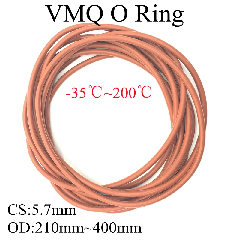 

Уплотнительные прокладки VMQ для уплотнительных колец, толщина 5,7 мм, внешний диаметр 210 мм ~ 400 мм, силиконовая резина, изолированная Водонепроницаемая шайба круглой формы, Нетоксичная красная, 2 шт.