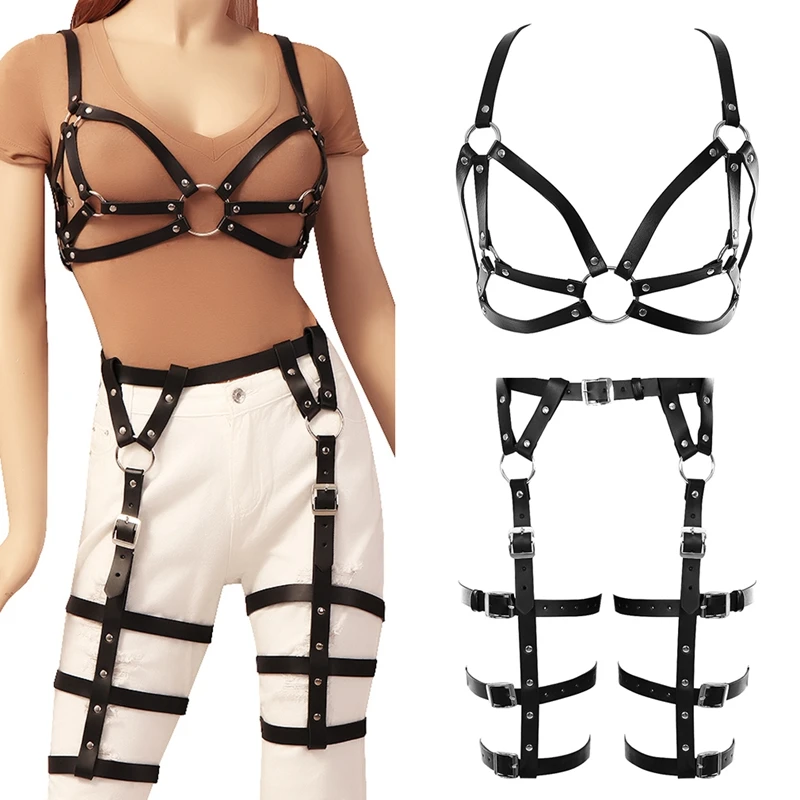 2 Piece Set Gothic Lingerie Garter Belts Sexy Women Waist To Leg Bondage Cage Straps Bra Garter Body Suspenders Waistband 
2 Piece Set Gothic Lingerie Garter Belts Sexy Women Waist To Leg Bondage Cage Straps Bra Garter Body Suspenders Waistband