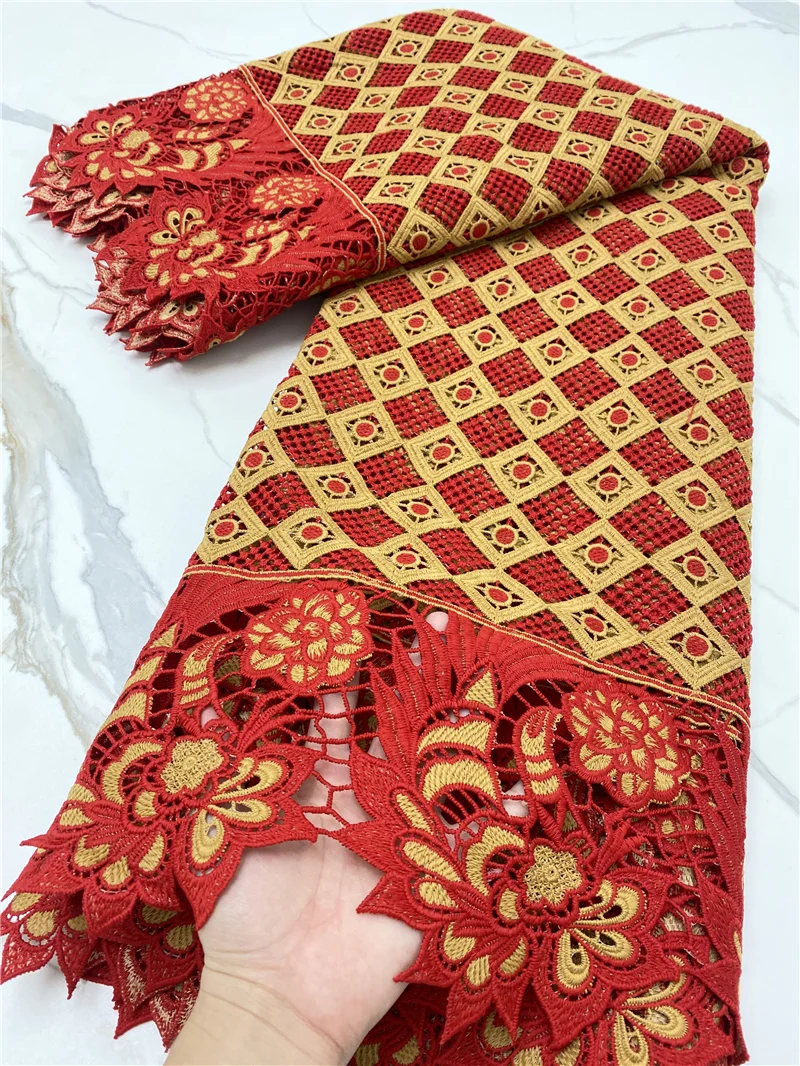 PGC Red 2021 High Quality African Lace Fabric Colorful Water Soluble Guipure Cord Lace Fabric For Wedding Party Sewing NI5328-1
PGC Red 2021 High Quality African Lace Fabric Colorful Water Soluble Guipure Cord Lace Fabric For Wedding Party Sewing NI5328-1