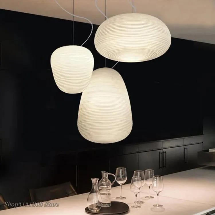 

Nordic criativo luzes pingente vidro branco leitoso whorls cozinha pendurado luminaria sala de jantar casa