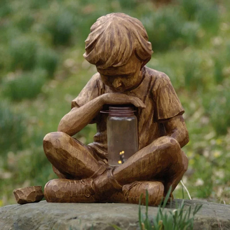 Glimpses of God Boy Statue Garden Decoration Resin Ornament with LED Light Solar Power a Kid with Fireflies Statue
Glimpses of God Boy Statue Garden Decoration Resin Ornament with LED Light Solar Power a Kid with Fireflies Statue