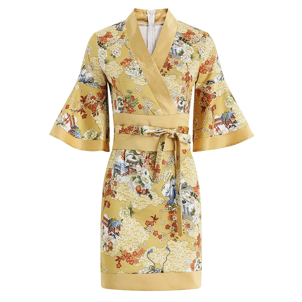 New Feminine V-neck Dress Color Matching Flower Kimono Summer 2021 Slim Slimming Buttocks Dress Sauna Overalls Fashion Color
New Feminine V-neck Dress Color Matching Flower Kimono Summer 2021 Slim Slimming Buttocks Dress Sauna Overalls Fashion Color