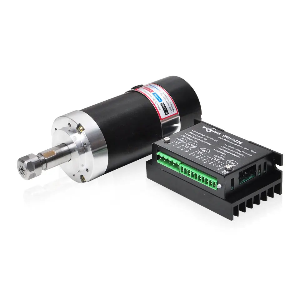 Daedalus CNC ER11 Chuck 400W Spindle Motor With WS55-220 Brushless DC Motor Driver Controller
Daedalus CNC ER11 Chuck 400W Spindle Motor With WS55-220 Brushless DC Motor Driver Controller