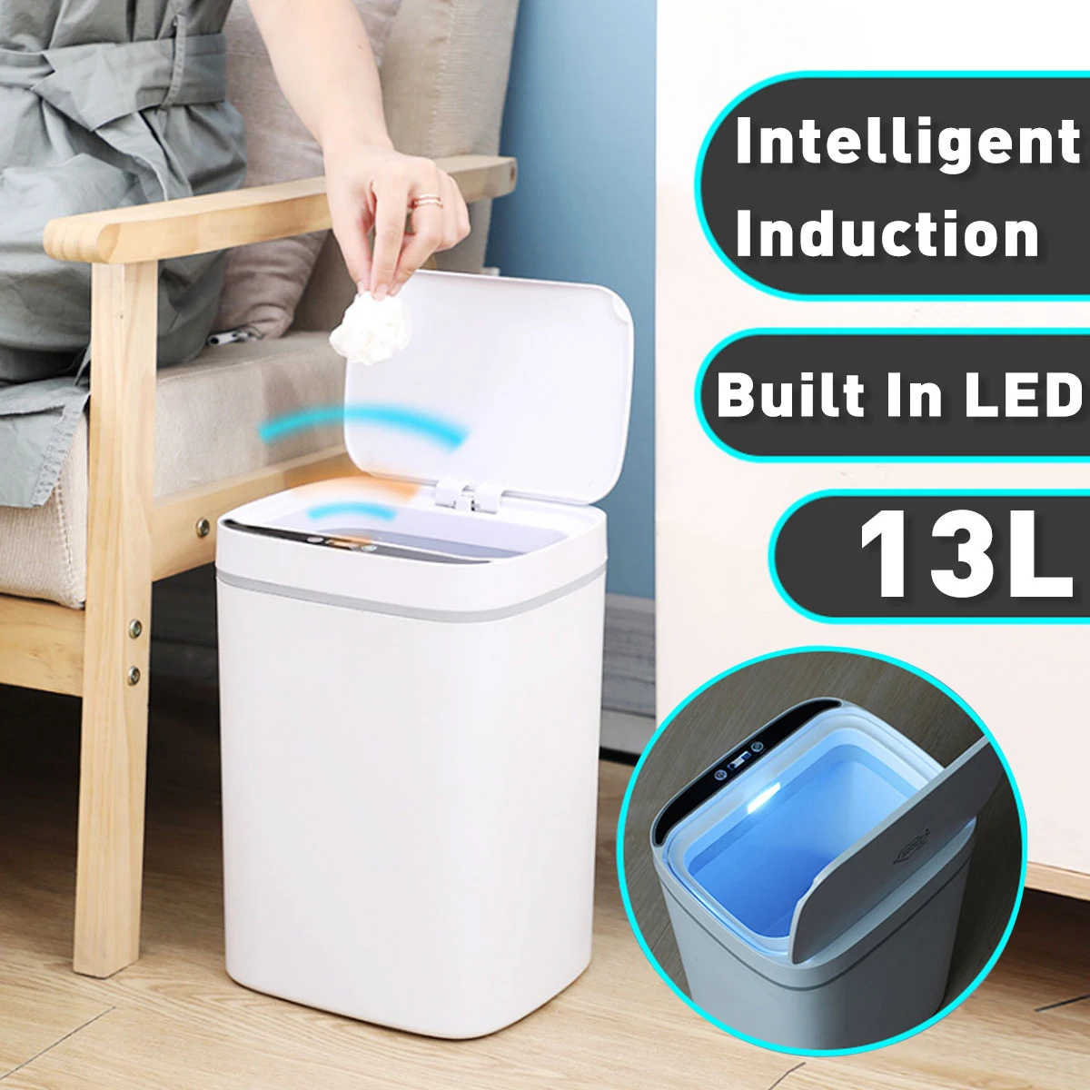 NEW 11/13L Fully Automatic Induction Household Trash Can Smart Infrared Motion Sensor Rubbish Waste Bin Battery Version Waste
NEW 11/13L Fully Automatic Induction Household Trash Can Smart Infrared Motion Sensor Rubbish Waste Bin Battery Version Waste