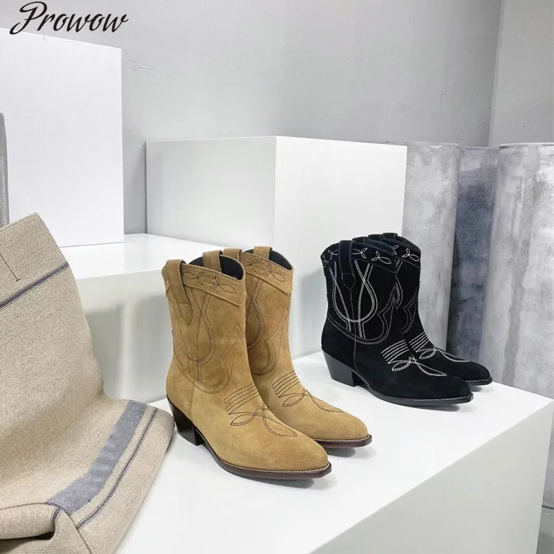 Prowow Pointed Toe Low Heels Women Boots Luxury Genuine Leather Solid Color Boot Winter Warm Boots Embroidery Drill Boot
Prowow Pointed Toe Low Heels Women Boots Luxury Genuine Leather Solid Color Boot Winter Warm Boots Embroidery Drill Boot