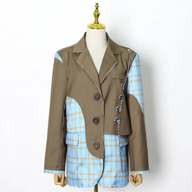 CHICEVER Plaid Blazers For Women Notched Collar Long Sleeve Patchwork Hit Color Plus Size Pockets Coats Female 2021 Clothes Tide
CHICEVER Plaid Blazers For Women Notched Collar Long Sleeve Patchwork Hit Color Plus Size Pockets Coats Female 2021 Clothes Tide