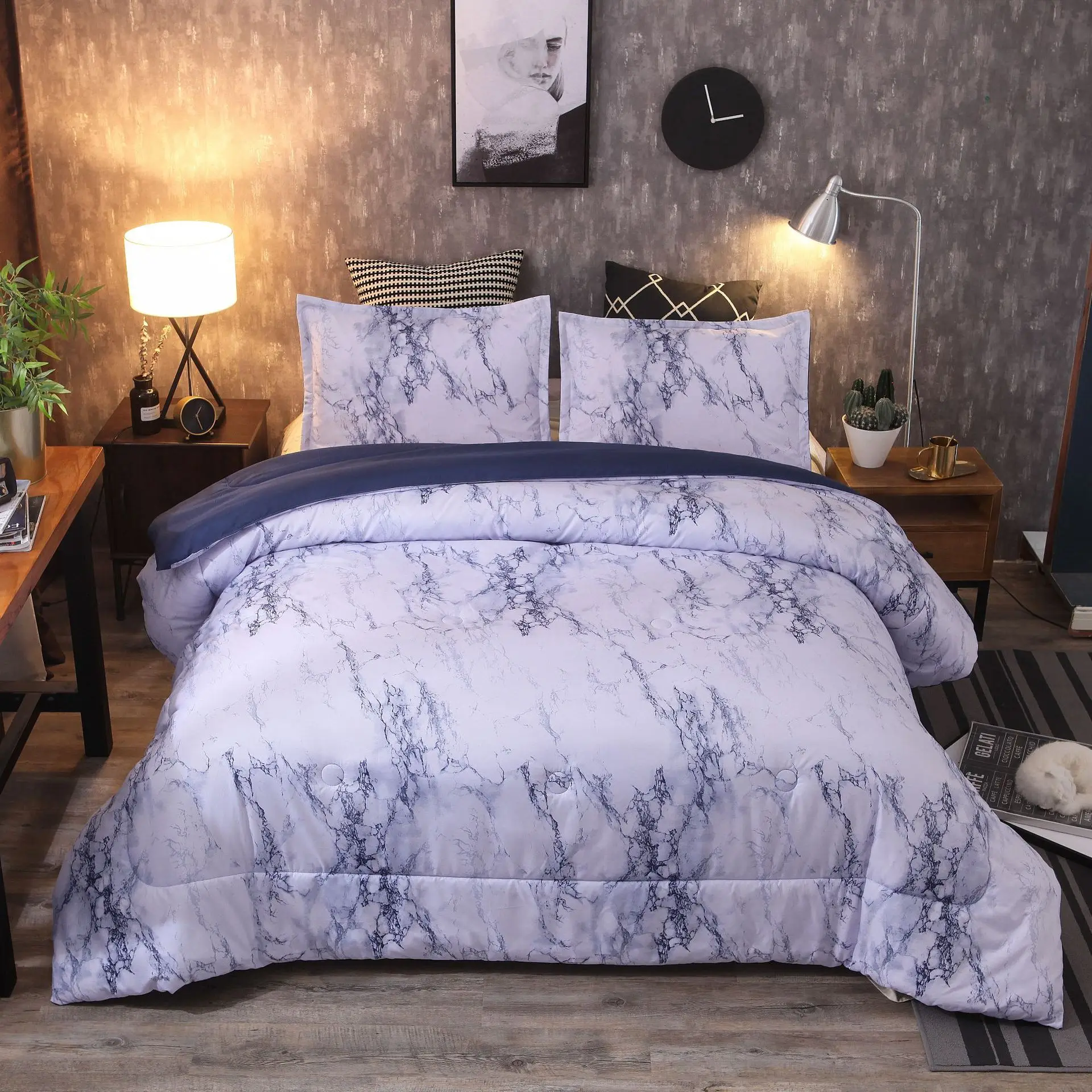 US queen comforter black and white Stone Grain Series duvet quilts 228*228cm home textile warm bedspread camel winter quilts