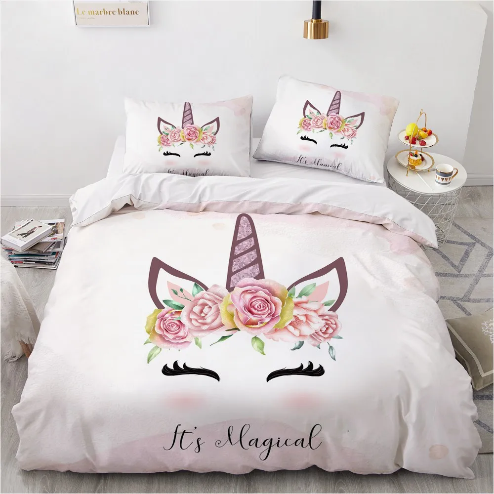 Beddings Custom Design Cartoon White Quilt Cover Sets Unicorn 3D Printed Comforther Cover Pillow Sham Full King Queen Twin Size
Beddings Custom Design Cartoon White Quilt Cover Sets Unicorn 3D Printed Comforther Cover Pillow Sham Full King Queen Twin Size