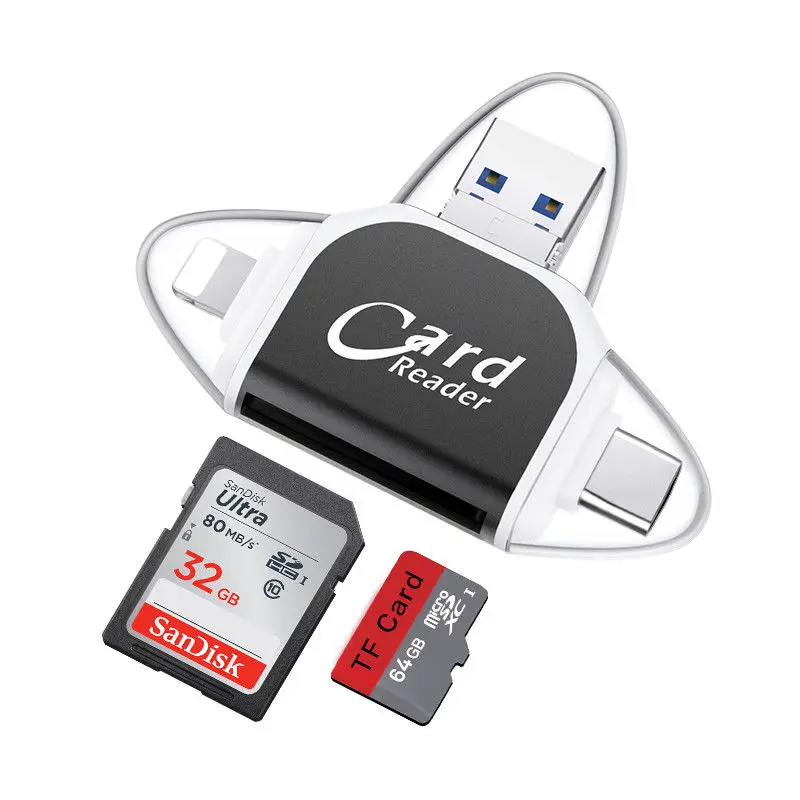 Один все в 1 SD TF кардридер Тип C SDHC OTG адаптер памяти для iPhone X 6 iOS Huawei Xiaomi Android