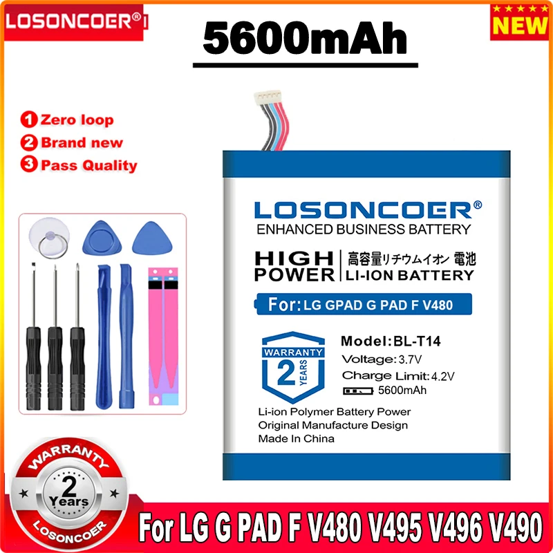 5600mAh For LG BL-T14 Battery For Original LG G PAD F V480 V495 V496 V490 GPAD Li-ion Pad Battery Gift Holder Stand Tools
5600mAh For LG BL-T14 Battery For Original LG G PAD F V480 V495 V496 V490 GPAD Li-ion Pad Battery Gift Holder Stand Tools
