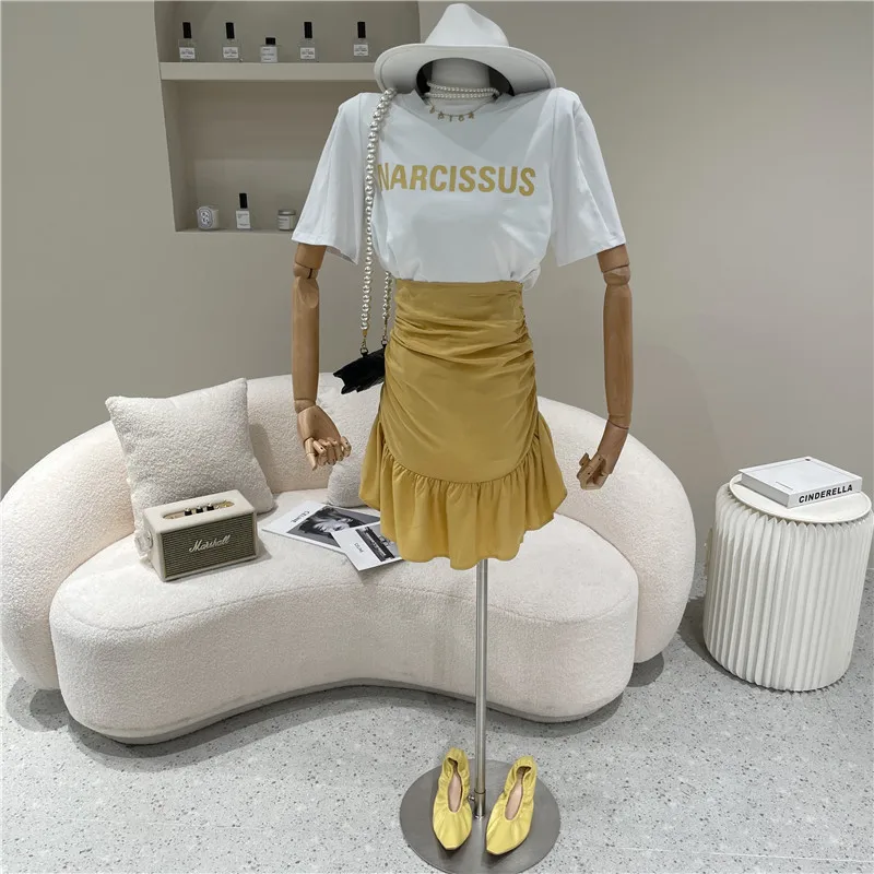 Two piece set Women's Spring Summer 2021 Fashion Letter print versatile simple short sleeve T-shirt + Ruffle Skirt 
Two piece set Women's Spring Summer 2021 Fashion Letter print versatile simple short sleeve T-shirt + Ruffle Skirt