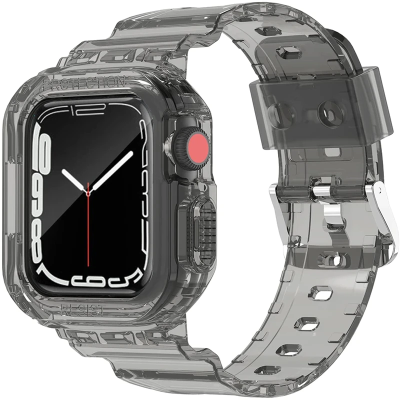 Ремешок силиконовый прозрачный для Apple Watch Series 7 45 мм 41 спортивный