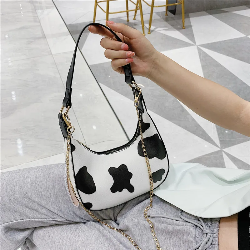 Cow Pattern Crescent Shape Design Shoulder Bags For Women 2021 New Small baguette Cute Cross body bag Travel Handbags Purse
Cow Pattern Crescent Shape Design Shoulder Bags For Women 2021 New Small baguette Cute Cross body bag Travel Handbags Purse