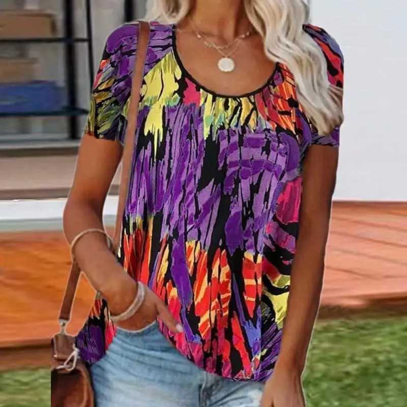 New 2021 Summer Women Shirt Fashion Tie-Dye Print O-Neck Short Sleeve Shirts Loose Blouse Office Lady Tops Plus Size 5XL Blouses
New 2021 Summer Women Shirt Fashion Tie-Dye Print O-Neck Short Sleeve Shirts Loose Blouse Office Lady Tops Plus Size 5XL Blouses