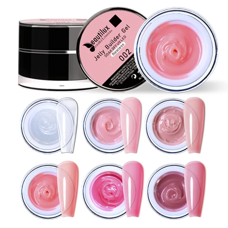 Beautilux Flowless Jelly Builder Гель Камуфляж Розовый Расширение Ногтей Ультрафиолетовые Гели