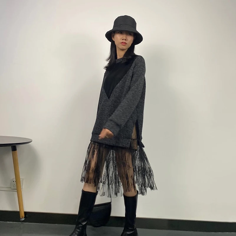 CHICEVER Vintage Dress For Women O Neck Long Sleeve Fake Two Patchwork Loose Hit Color Oversize Lace Dresses Female 2020 Clothes
CHICEVER Vintage Dress For Women O Neck Long Sleeve Fake Two Patchwork Loose Hit Color Oversize Lace Dresses Female 2020 Clothes