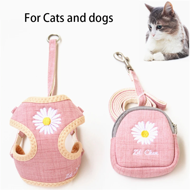 Fashion Cat Dog Harnesses for Puppy Kitten Daisy Flower Embroidered Breathable Mesh Pet Harness and Leash Set With Cute Bag
Fashion Cat Dog Harnesses for Puppy Kitten Daisy Flower Embroidered Breathable Mesh Pet Harness and Leash Set With Cute Bag
