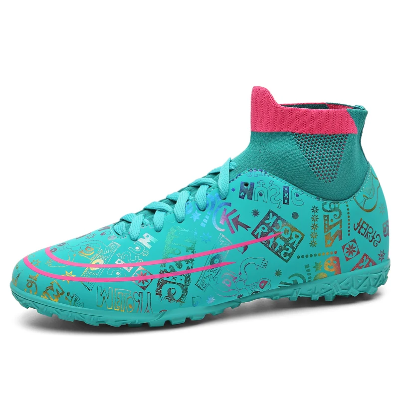 New Outdoor Men Soccer Shoes High Ankle Football Boots Printed Fashion Sports Women Footwear Turf Black Non-Slip Training Zapato
New Outdoor Men Soccer Shoes High Ankle Football Boots Printed Fashion Sports Women Footwear Turf Black Non-Slip Training Zapato