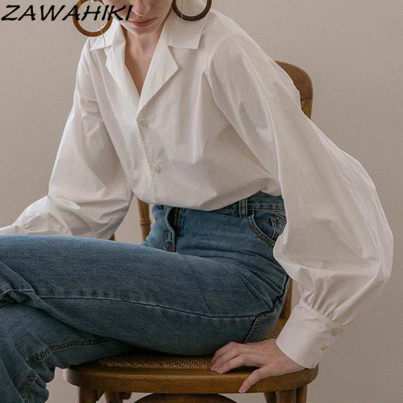 Женские офисные блузки zawхитки, однотонные белые винтажные блузки с рукавами-фонариками, элегантные однобортные осенние Рубашки, 2021
Женские офисные блузки zawхитки, однотонные белые винтажные блузки с рукавами-фонариками, элегантные однобортные осенние Рубашки, 2021